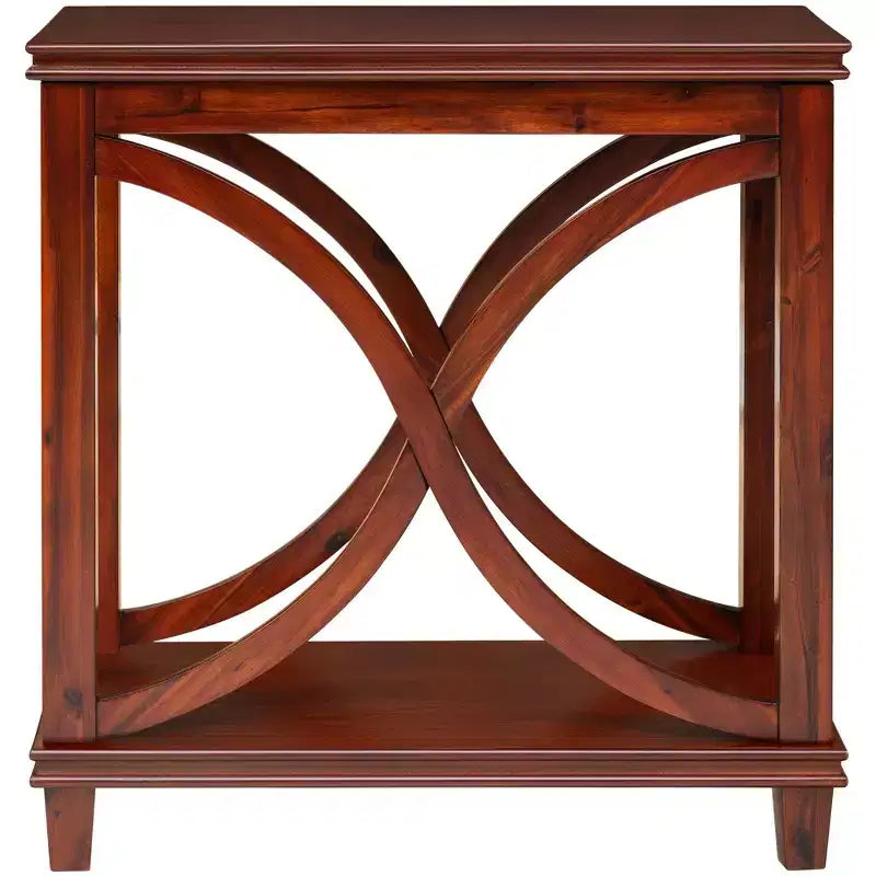 eHemco Console décorative rectangulaire en bois massif, table d'appoint à 2 niveaux avec motif en X, cerisier