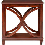 eHemco Console décorative rectangulaire en bois massif, table d'appoint à 2 niveaux avec motif en X, cerisier