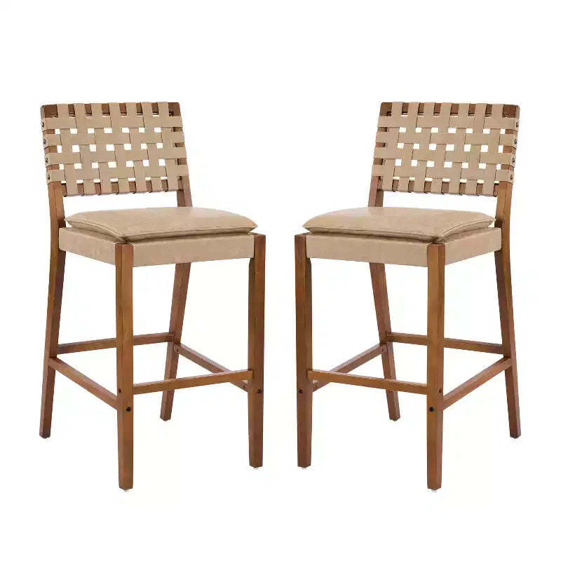 Tabourets de bar contemporains Christopher Knight Home Marc en hévéa et similicuir (lot de 2)