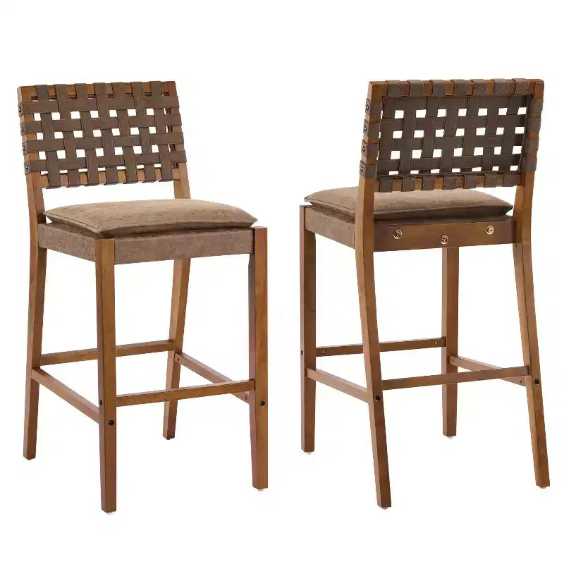 Tabourets de bar contemporains Christopher Knight Home Marc en hévéa et similicuir (lot de 2)