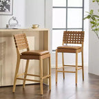 Tabourets de bar contemporains Christopher Knight Home Marc en hévéa et similicuir (lot de 2)
