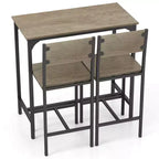Costway Ensemble table de bar 3 pièces Table de salle à manger de style pub et 2 tabourets de bar avec dossier et repose-pieds Gris/Marron