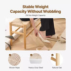 Banc en rotin VEVOR, banc en rotin en bois de 80 cm, banc d'entrée avec pieds en bois de chêne, banc bohème de bout de lit de chambre avec rotin tissé à la main
