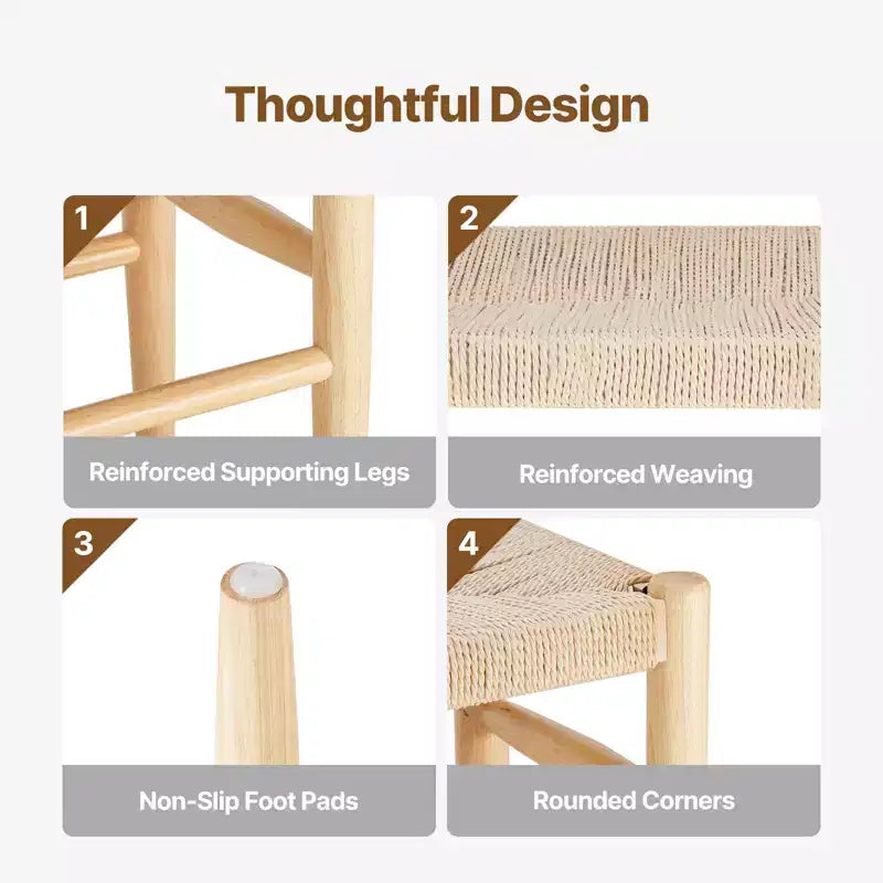 Banc en rotin VEVOR, banc en rotin en bois de 80 cm, banc d'entrée avec pieds en bois de chêne, banc bohème de bout de lit de chambre avec rotin tissé à la main