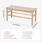 Banc en rotin VEVOR, banc en rotin en bois de 80 cm, banc d'entrée avec pieds en bois de chêne, banc bohème de bout de lit de chambre avec rotin tissé à la main