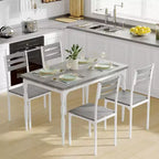 Ensemble table de salle à manger 5 pièces, ensemble table de cuisine de style industriel pour 4 personnes, table de salle à manger et chaises avec table rectangulaire et 4 chaises