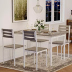 Ensemble table de salle à manger 5 pièces, ensemble table de cuisine de style industriel pour 4 personnes, table de salle à manger et chaises avec table rectangulaire et 4 chaises