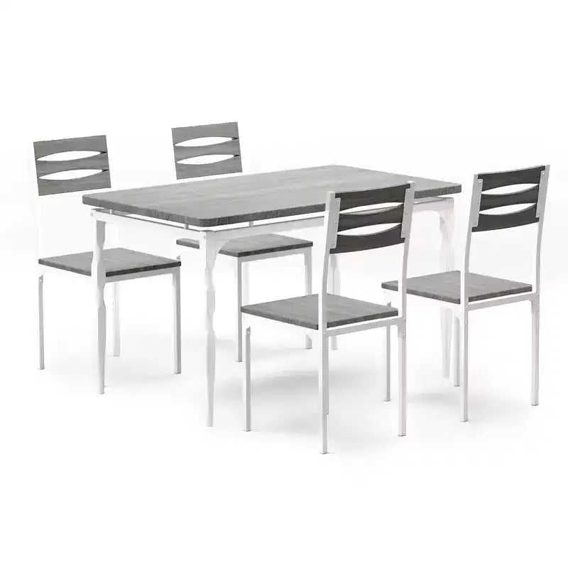 Ensemble table de salle à manger 5 pièces, ensemble table de cuisine de style industriel pour 4 personnes, table de salle à manger et chaises avec table rectangulaire et 4 chaises