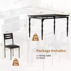 Ensemble table de salle à manger 5 pièces, ensemble table de cuisine de style industriel pour 4 personnes, table de salle à manger et chaises avec table rectangulaire et 4 chaises