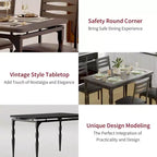 Ensemble table de salle à manger 5 pièces, ensemble table de cuisine de style industriel pour 4 personnes, table de salle à manger et chaises avec table rectangulaire et 4 chaises
