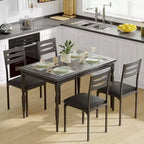 Ensemble table de salle à manger 5 pièces, ensemble table de cuisine de style industriel pour 4 personnes, table de salle à manger et chaises avec table rectangulaire et 4 chaises