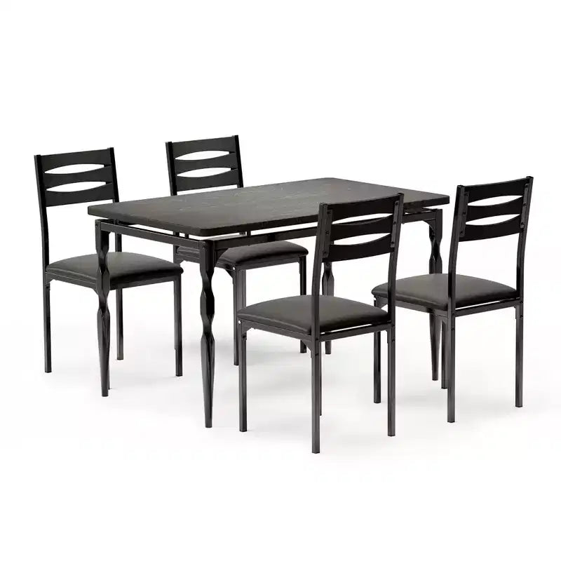 Ensemble table de salle à manger 5 pièces, ensemble table de cuisine de style industriel pour 4 personnes, table de salle à manger et chaises avec table rectangulaire et 4 chaises
