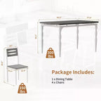Ensemble table de salle à manger 5 pièces, ensemble table de cuisine de style industriel pour 4 personnes, table de salle à manger et chaises avec table rectangulaire et 4 chaises