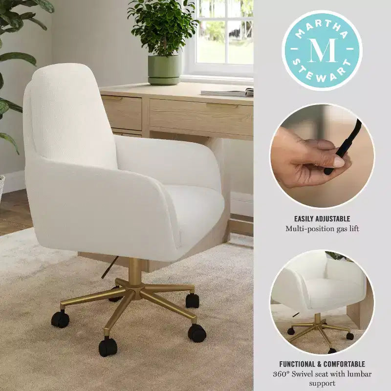 Chaise de bureau rembourrée Clara Martha Stewart