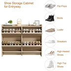 Meuble à chaussures avec 4 tiroirs basculants, meuble à chaussures en bois avec étagère réglable, rangement à chaussures pour l'entrée, meuble à chaussures de salon, Naturel