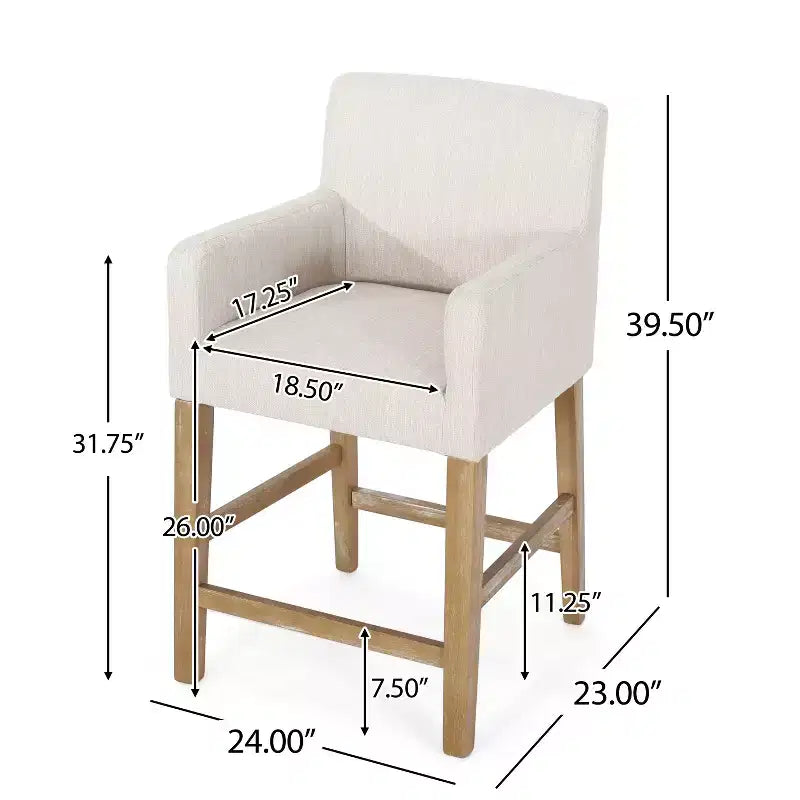 Tabouret de bar rembourré Tabouret de comptoir Chaise de salle à manger Tabouret de pub -ModernLuxe