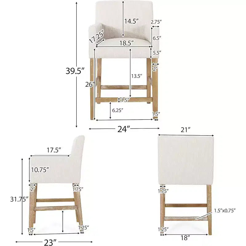 Tabouret de bar rembourré Tabouret de comptoir Chaise de salle à manger Tabouret de pub -ModernLuxe