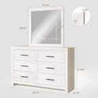 Hyleory Coiffeuse Moderne de Chambre avec Miroir, 6 Grands Tiroirs