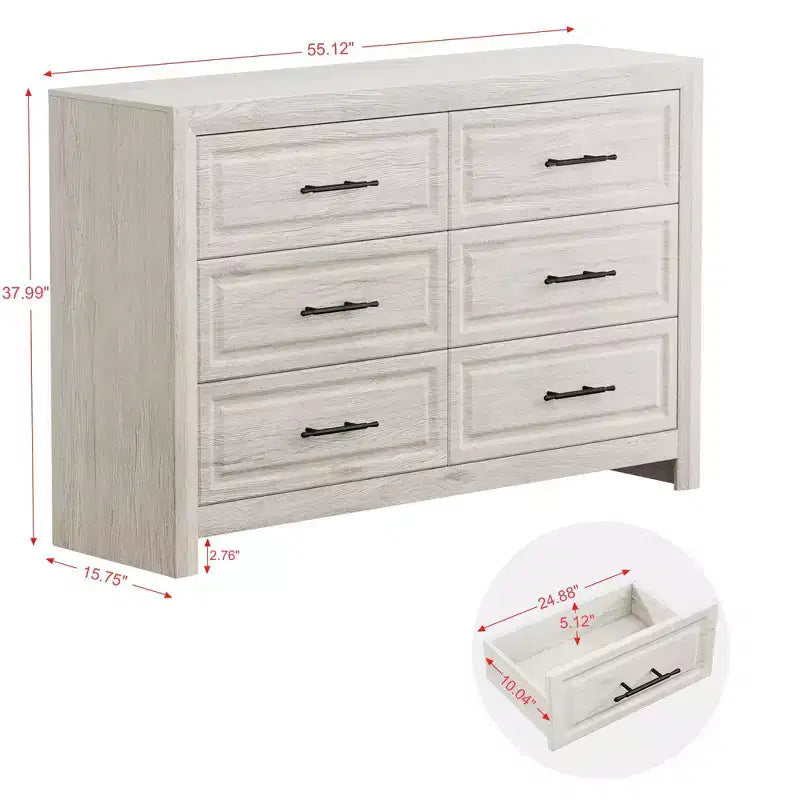 Hyleory Coiffeuse Moderne de Chambre avec Miroir, 6 Grands Tiroirs