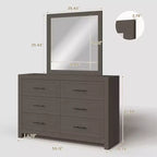 Hyleory Coiffeuse Moderne de Chambre avec Miroir, 6 Grands Tiroirs