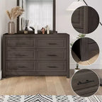 Hyleory Coiffeuse Moderne de Chambre avec Miroir, 6 Grands Tiroirs