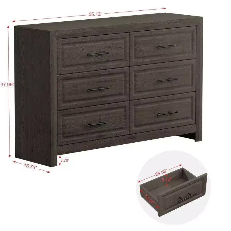 Hyleory Coiffeuse Moderne de Chambre avec Miroir, 6 Grands Tiroirs