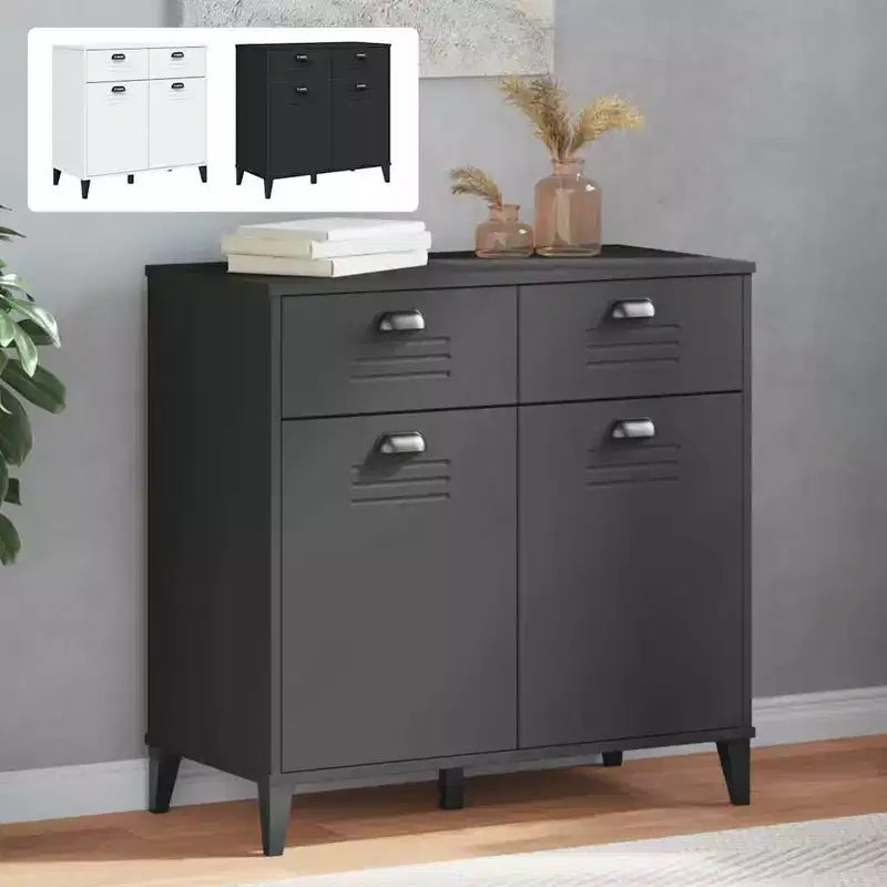 vidaXL Buffet Armoire de rangement Meuble de salon Pin massif, avec 2 tiroirs