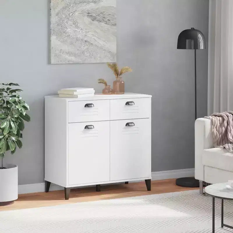 vidaXL Buffet Armoire de rangement Meuble de salon Pin massif, avec 2 tiroirs