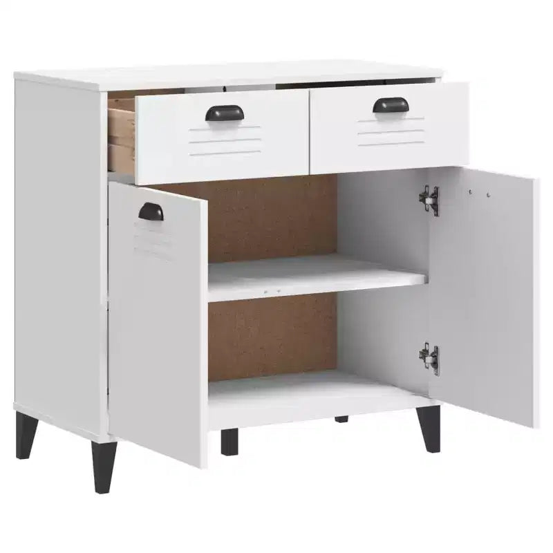 vidaXL Buffet Armoire de rangement Meuble de salon Pin massif, avec 2 tiroirs