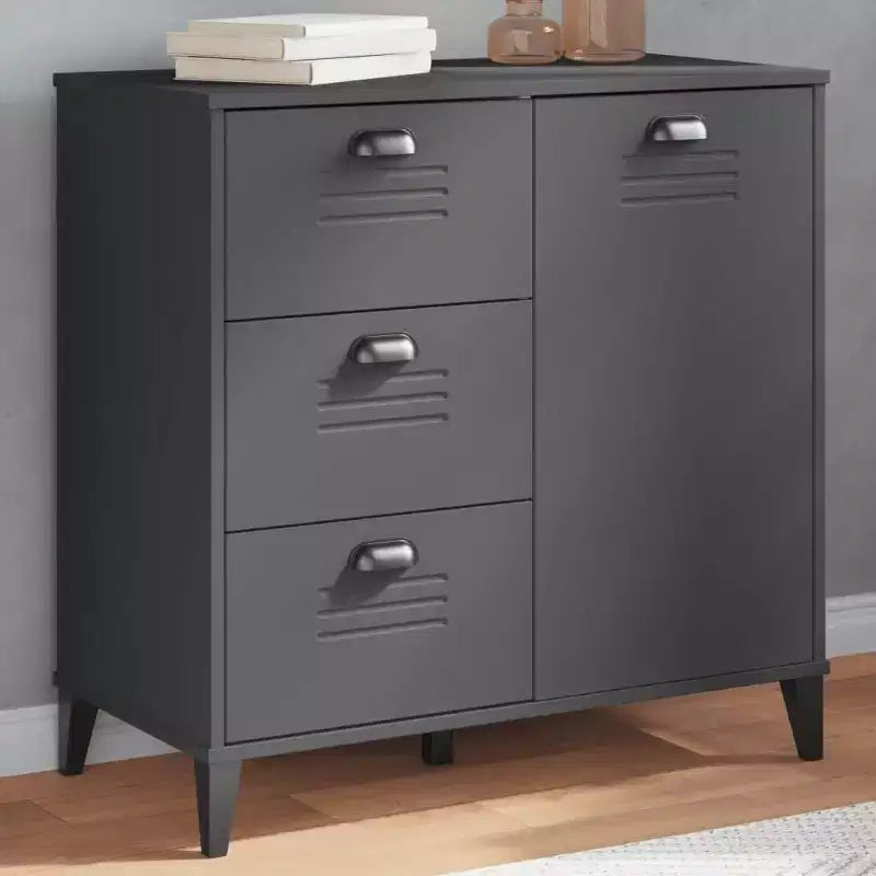 vidaXL Buffet Armoire de rangement Meuble de salon Pin massif, avec 2 tiroirs