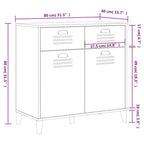 vidaXL Buffet Armoire de rangement Meuble de salon Pin massif, avec 2 tiroirs