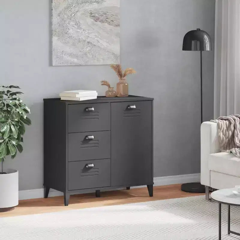 vidaXL Buffet Armoire de rangement Meuble de salon Pin massif, avec 2 tiroirs