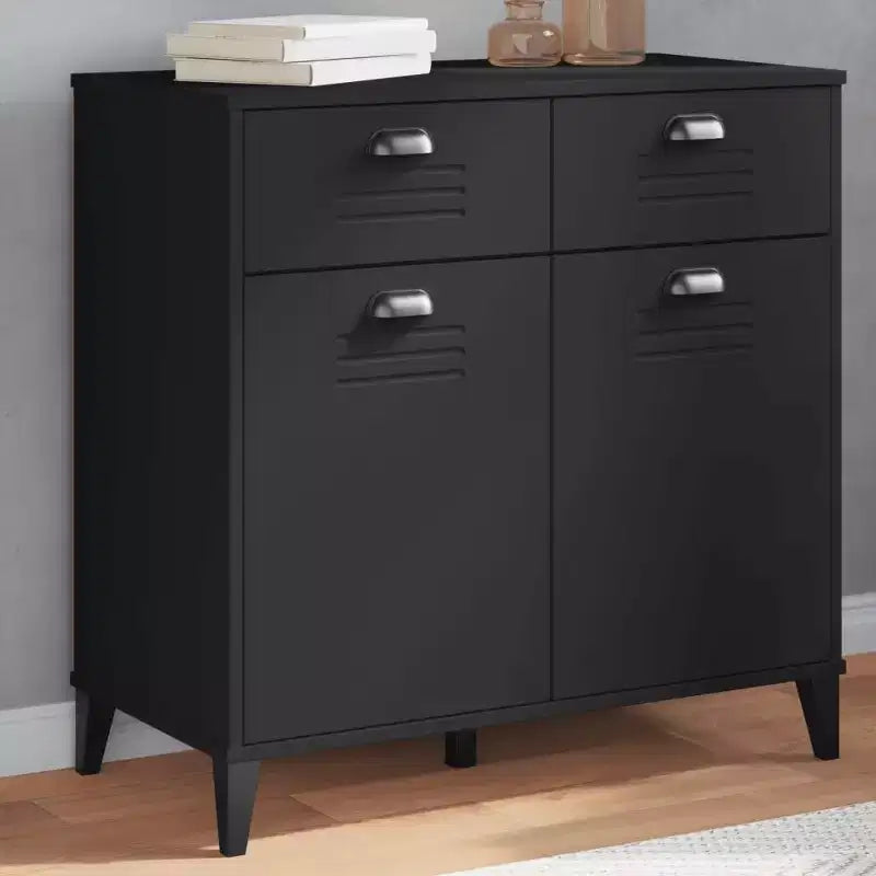 vidaXL Buffet Armoire de rangement Meuble de salon Pin massif, avec 2 tiroirs