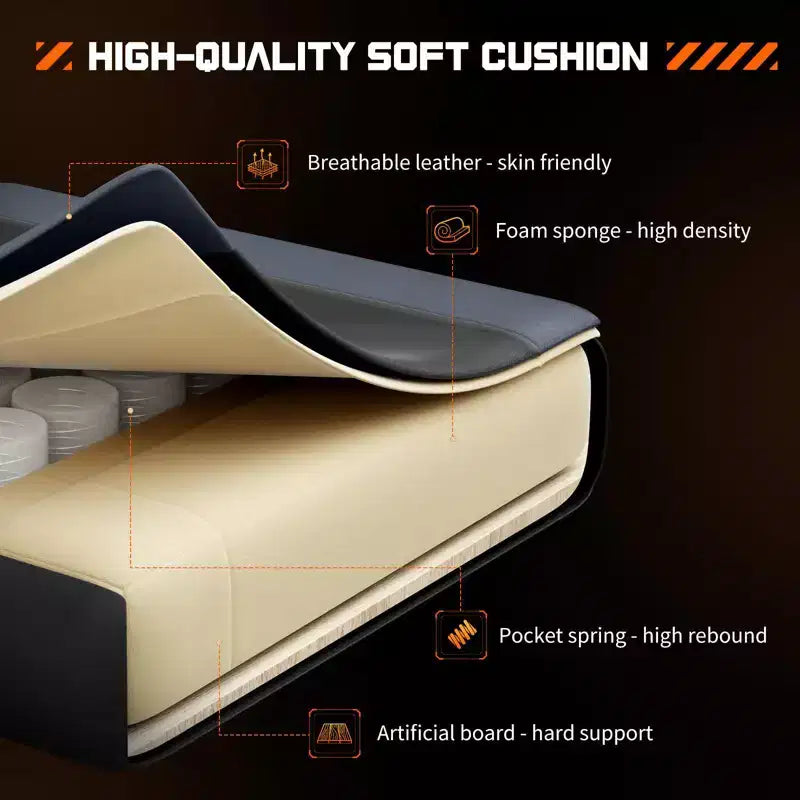 Chaise de bureau pour jeux vidéo - Ergonomique avec repose-pieds et soutien lombaire confortable, fauteuil inclinable en cuir PU avec appui-tête, accoudoir fixe
