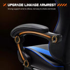 Chaise de bureau pour jeux vidéo - Ergonomique avec repose-pieds et soutien lombaire confortable, fauteuil inclinable en cuir PU avec appui-tête, accoudoir fixe