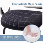 Lot de 2 fauteuils de bureau ergonomiques avec base luge, dossier en maille, accoudoirs confortables, support lombaire et sans roulettes