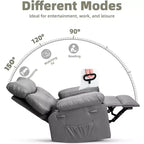 Fauteuil inclinable surdimensionné pour adultes - Fauteuil inclinable et pivotant à 360° en cuir PU, mécanisme d'inclinaison manuel, pour salon/salle de cinéma à domicile