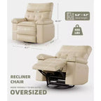 Fauteuil inclinable surdimensionné pour adultes - Fauteuil inclinable et pivotant à 360° en cuir PU, mécanisme d'inclinaison manuel, pour salon/salle de cinéma à domicile