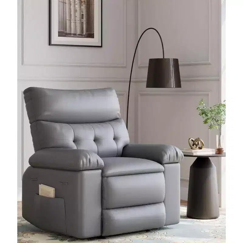 Fauteuil inclinable surdimensionné pour adultes - Fauteuil inclinable et pivotant à 360° en cuir PU, mécanisme d'inclinaison manuel, pour salon/salle de cinéma à domicile