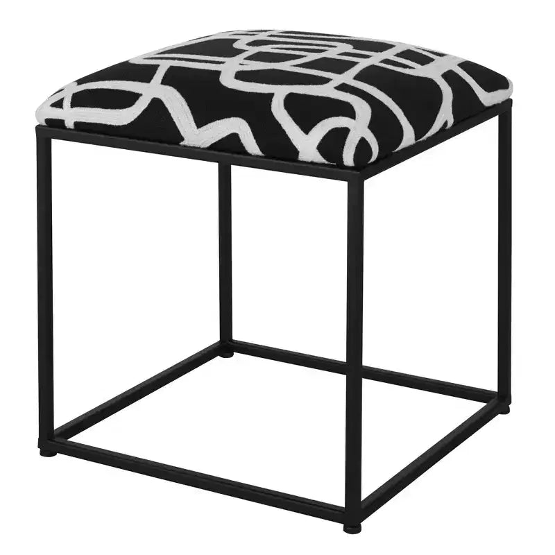 Pouf carré Uttermost Twists and Turns en tissu noir et blanc