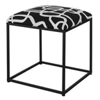 Pouf carré Uttermost Twists and Turns en tissu noir et blanc