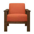 Fauteuil d'appoint Okak 1 pc Fauteuil de salon avec tissu d'ameublement Fauteuil en bois finition noyer Chaise de lecture et de loisirs avec assise et dossier rembourrés