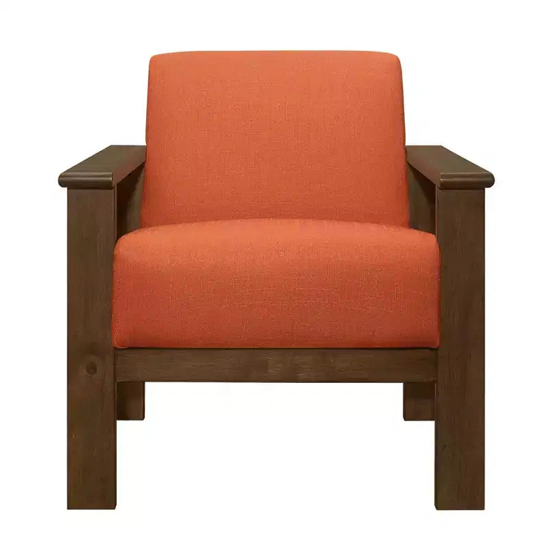 Fauteuil d'appoint Okak 1 pc Fauteuil de salon avec tissu d'ameublement Fauteuil en bois finition noyer Chaise de lecture et de loisirs avec assise et dossier rembourrés