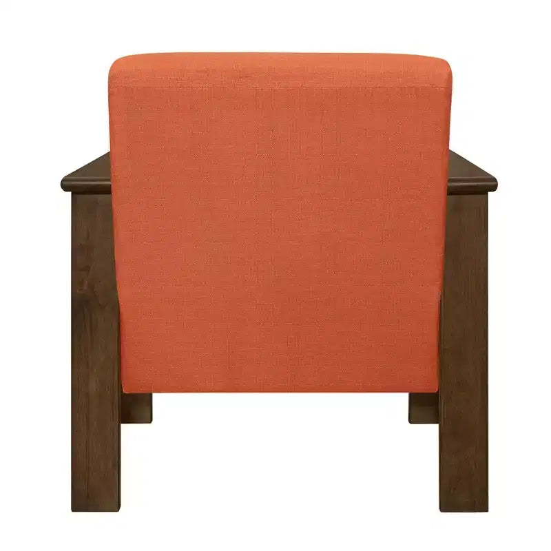 Fauteuil d'appoint Okak 1 pc Fauteuil de salon avec tissu d'ameublement Fauteuil en bois finition noyer Chaise de lecture et de loisirs avec assise et dossier rembourrés