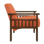 Fauteuil d'appoint Okak 1 pc Fauteuil de salon avec tissu d'ameublement Fauteuil en bois finition noyer Chaise de lecture et de loisirs avec assise et dossier rembourrés