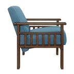 Fauteuil d'appoint Okak 1 pc Fauteuil de salon avec tissu d'ameublement Fauteuil en bois finition noyer Chaise de lecture et de loisirs avec assise et dossier rembourrés