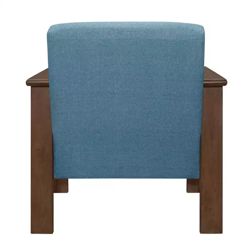 Fauteuil d'appoint Okak 1 pc Fauteuil de salon avec tissu d'ameublement Fauteuil en bois finition noyer Chaise de lecture et de loisirs avec assise et dossier rembourrés