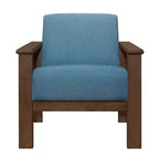 Fauteuil d'appoint Okak 1 pc Fauteuil de salon avec tissu d'ameublement Fauteuil en bois finition noyer Chaise de lecture et de loisirs avec assise et dossier rembourrés