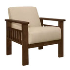 Fauteuil d'appoint Okak 1 pc Fauteuil de salon avec tissu d'ameublement Fauteuil en bois finition noyer Chaise de lecture et de loisirs avec assise et dossier rembourrés
