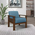 Fauteuil d'appoint Okak 1 pc Fauteuil de salon avec tissu d'ameublement Fauteuil en bois finition noyer Chaise de lecture et de loisirs avec assise et dossier rembourrés